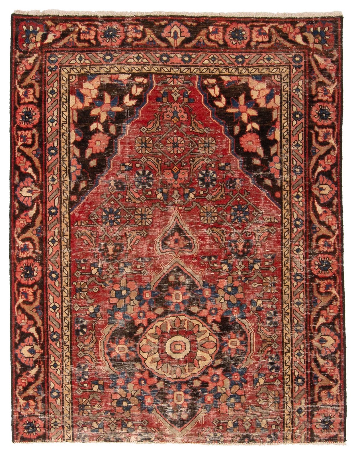 Vintage 3’10” x 4’10” Traditional Hand Knotted Vegetable Dye Wool Area Rug