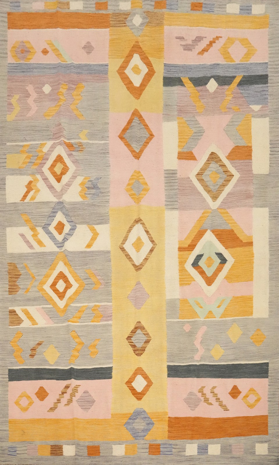 Pastel Kilim Area Rug 7×10 Hand-woven for Elegant Interiors