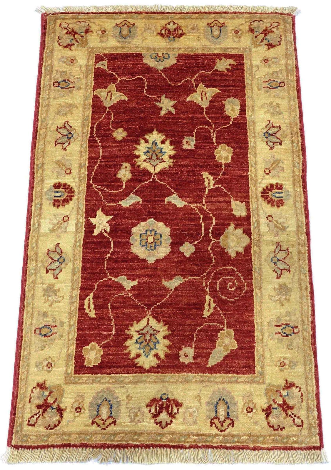 Afghan Chobi Ziegler Carpet 60×90 Hand-knotted Red Floral Oriental Short Pile