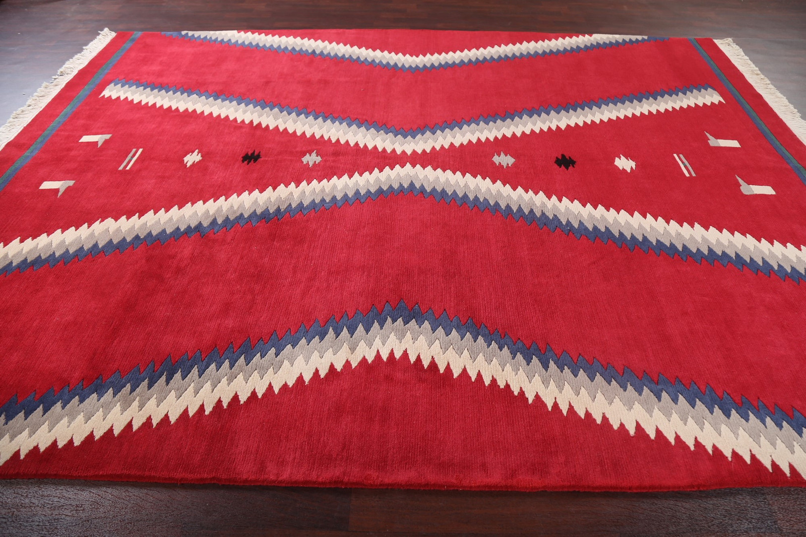Handmade Red Modern Wool Carpet Vegetable Dye Nepalese Area Rug 9×12 Ft