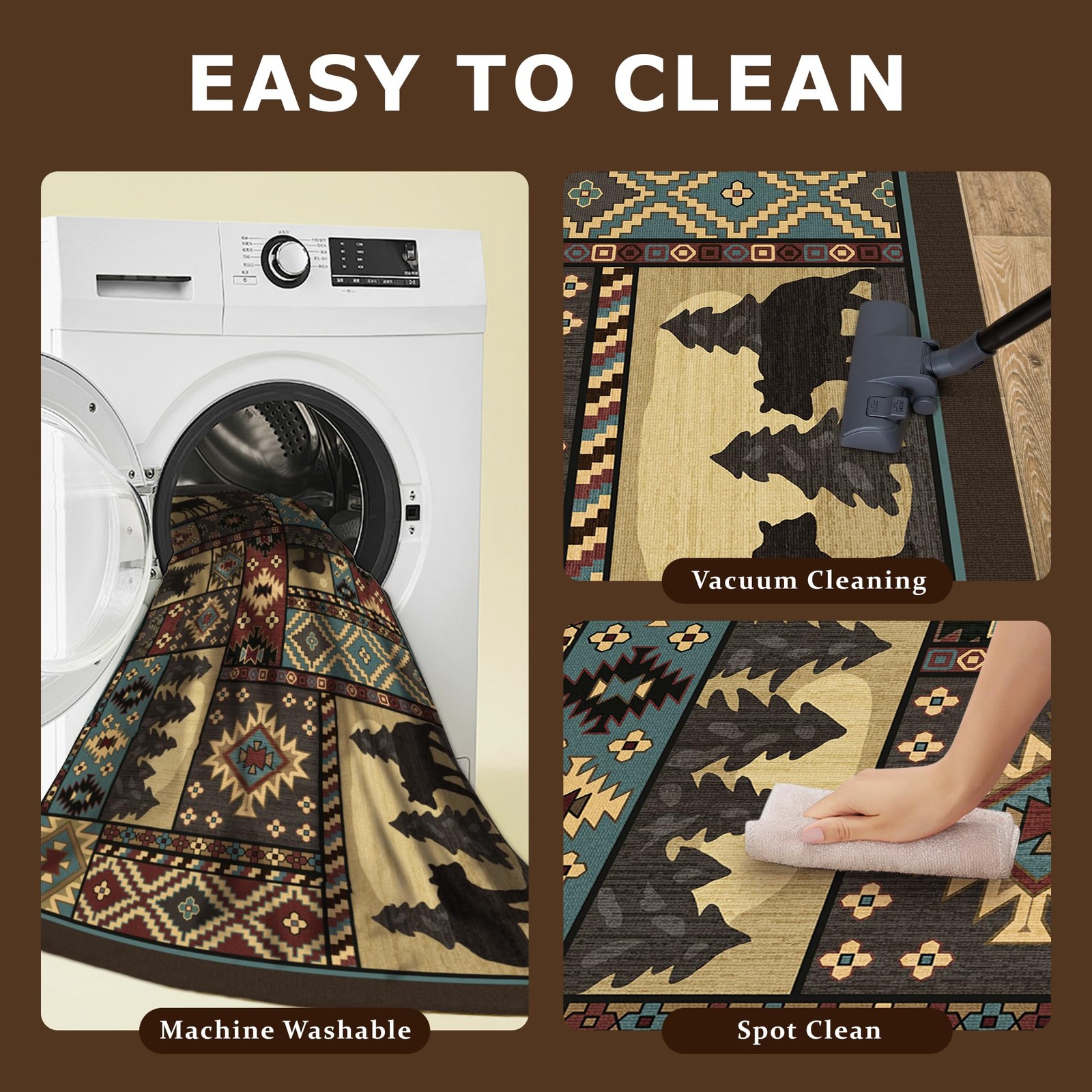 Rustic Cabin Area Rug 3×5: Bear Western Decor Brown Animal Carpet for Living …