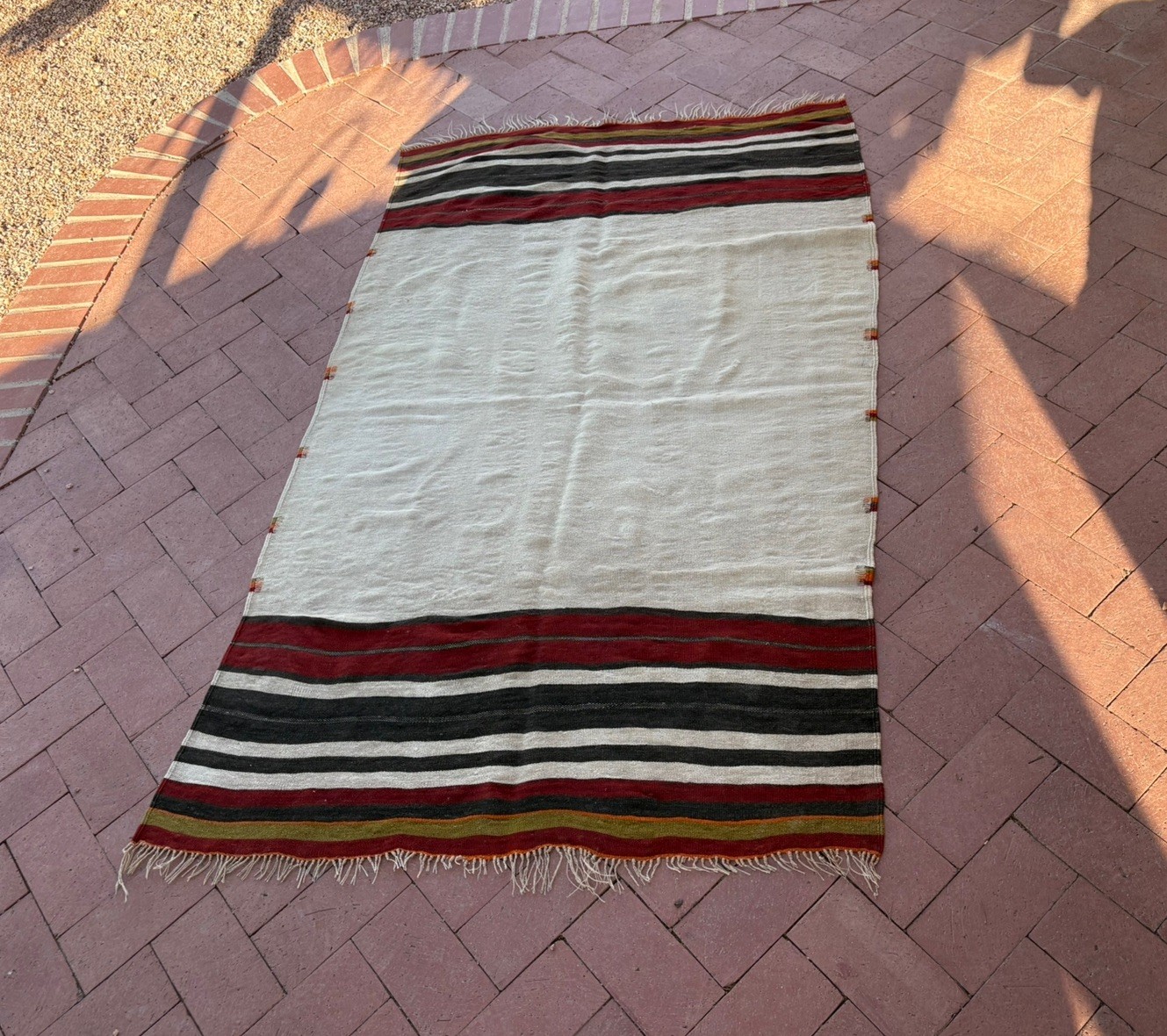 Vintage Moroccan Area Rug Wedding Blanket Tribal Wool Handmade 69” Morocco ?