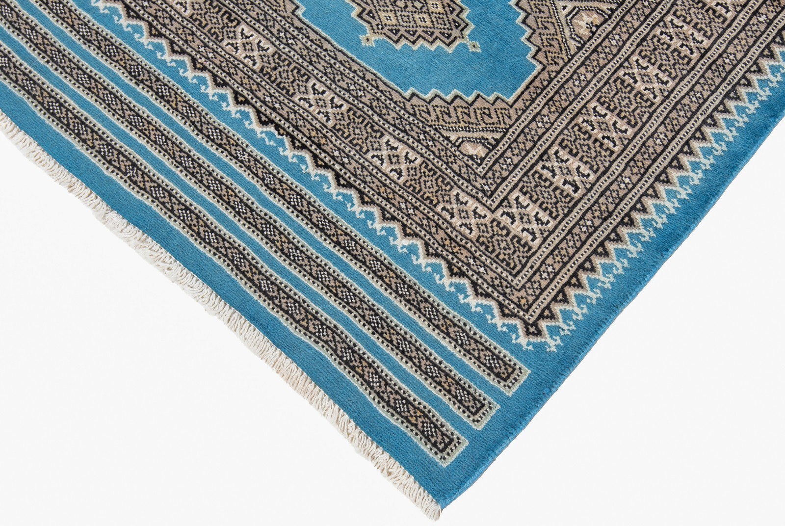 Pakistan Bokhara 105 7/8×31 1/8 in Handwoven Oriental Fine Carpet Runner Blue
