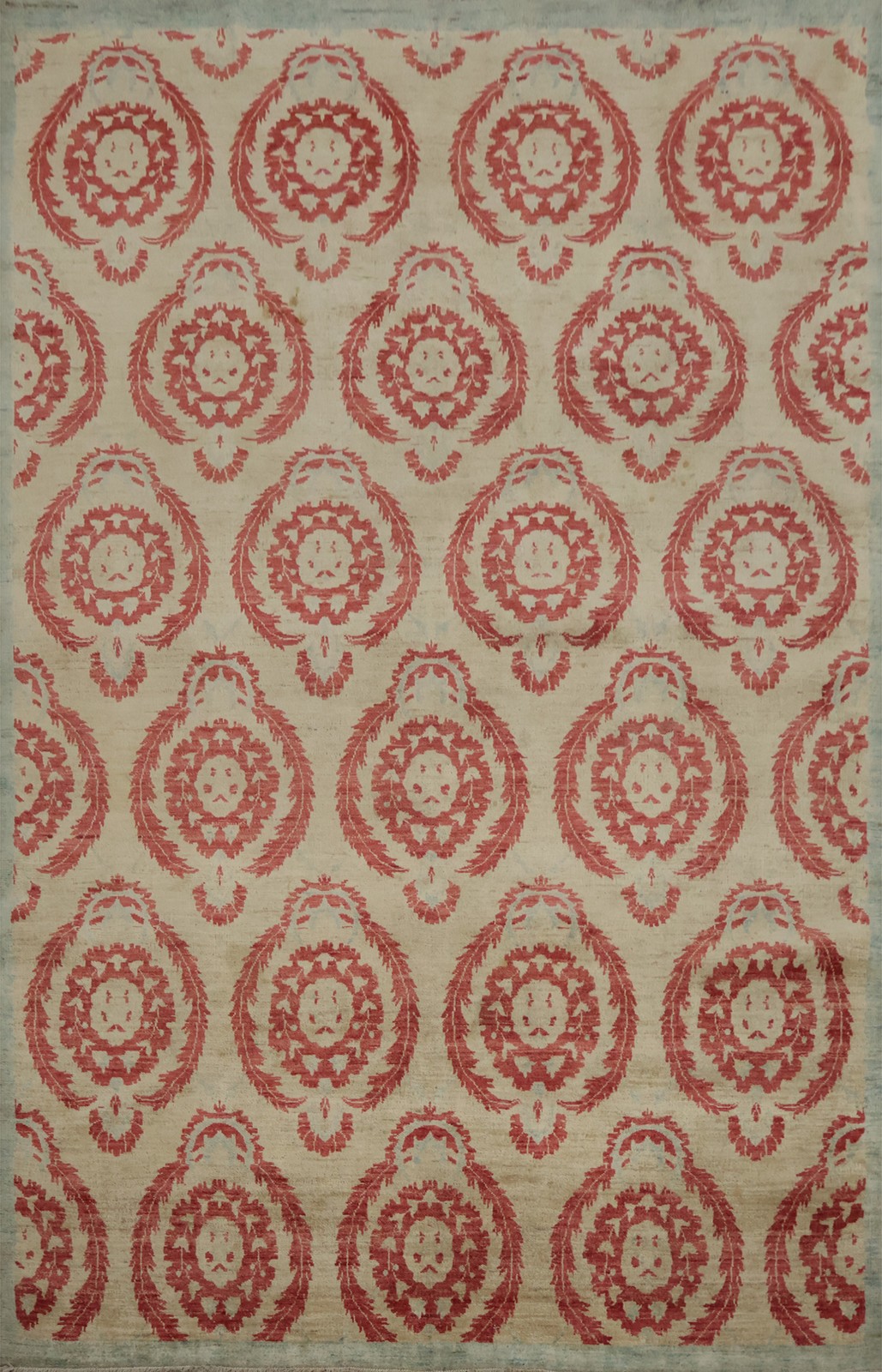 Ziegler Beige/Red Area Rug 7×10 Handmade Wool All-Over Pattern Oriental Carpet