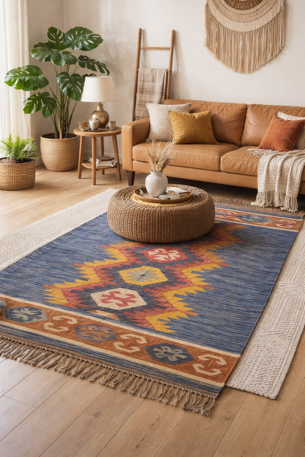 Medallion Traditional Kilim Rug Trible Pattern Multicolor Carpet Living Room Mat