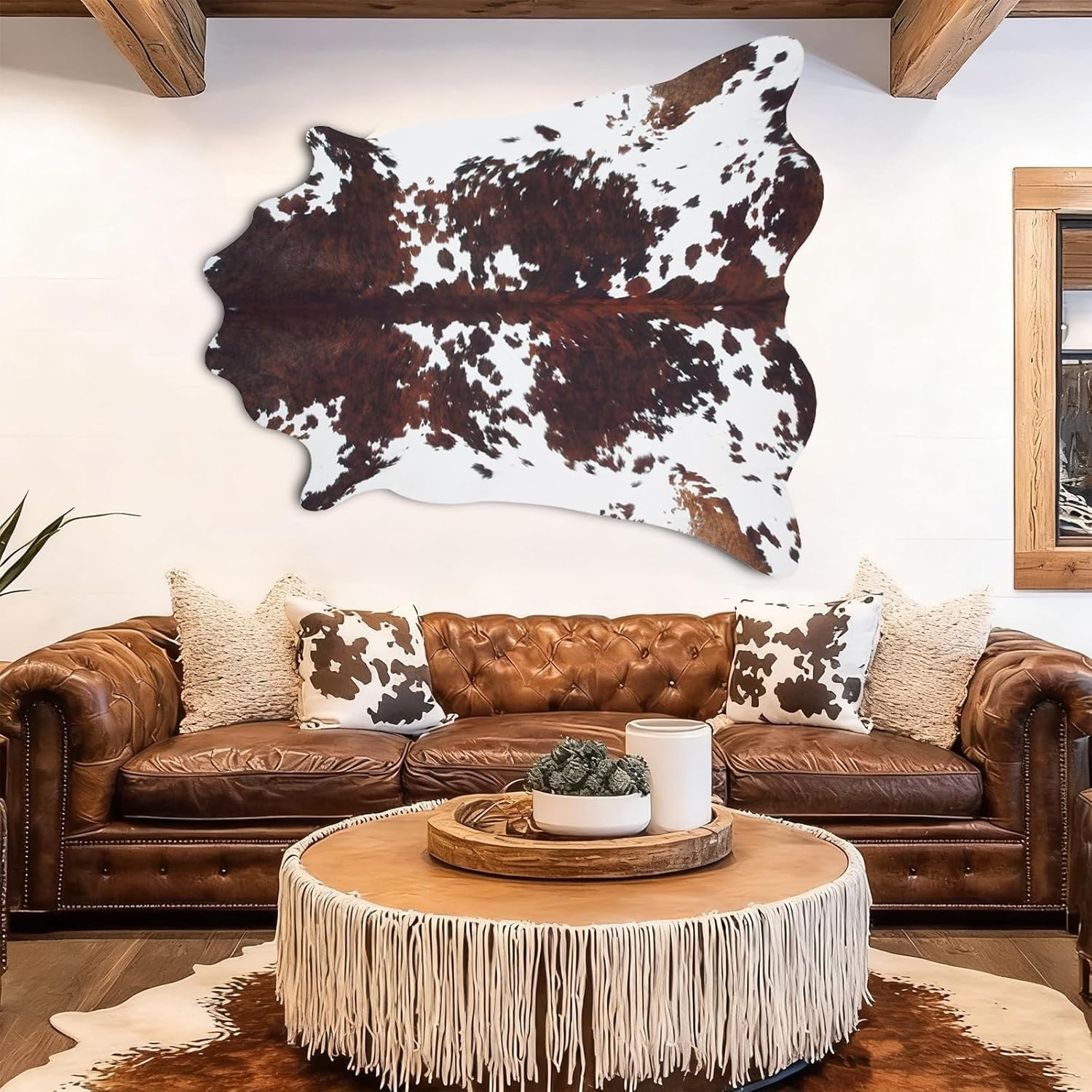 Cow Hide Rug Faux Cowhide Rug 4.6X5.2 Ft Small Cow Print Cow Rugs for Bedroom Li