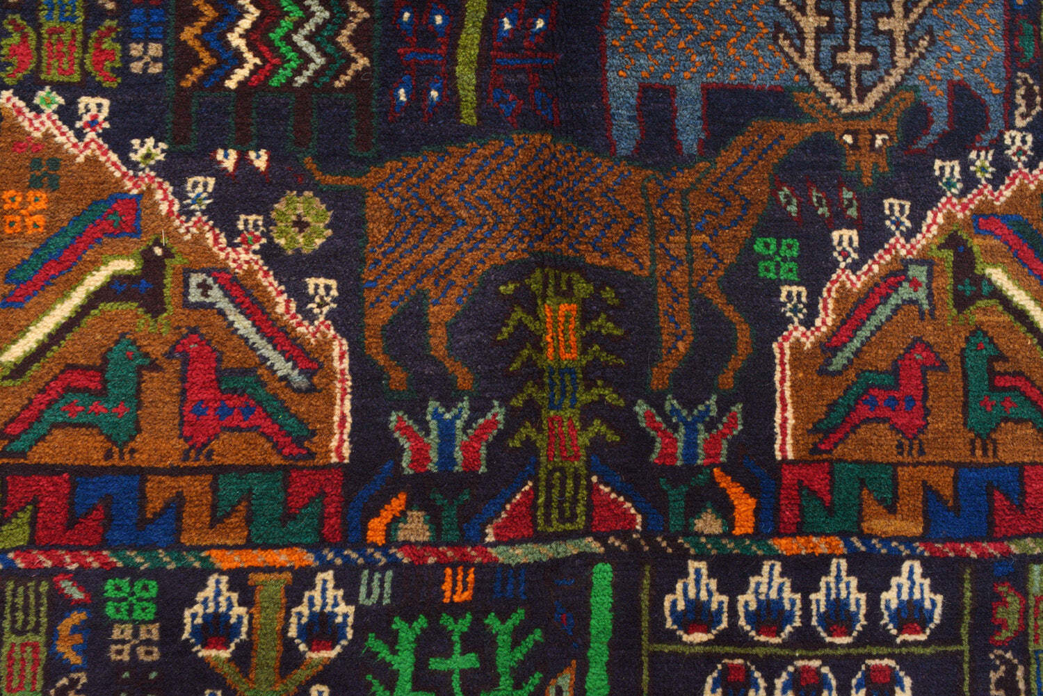 4×6′ Ethnic Afghan handmade Wool Pictorial Animal Rug # SH1366