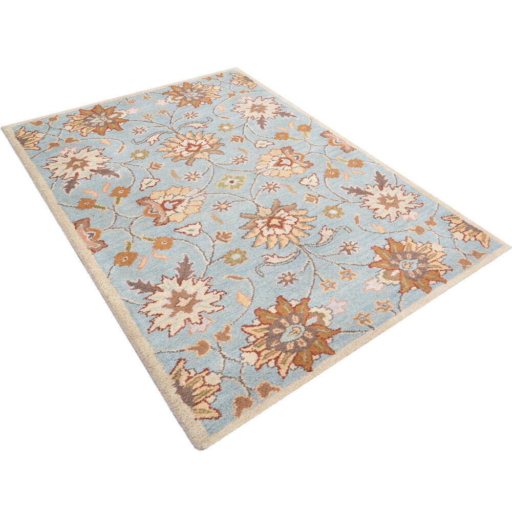 Eco-Friendly Hand Tufted Wool Area Rug Oriental Light Blue BBH Homes BBK00660