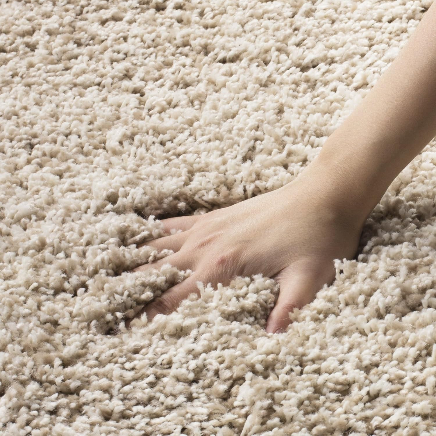 California Shag Collection Area Rug – 5’3″ X 7’6″, Beige, Non-Shedding & Easy Ca