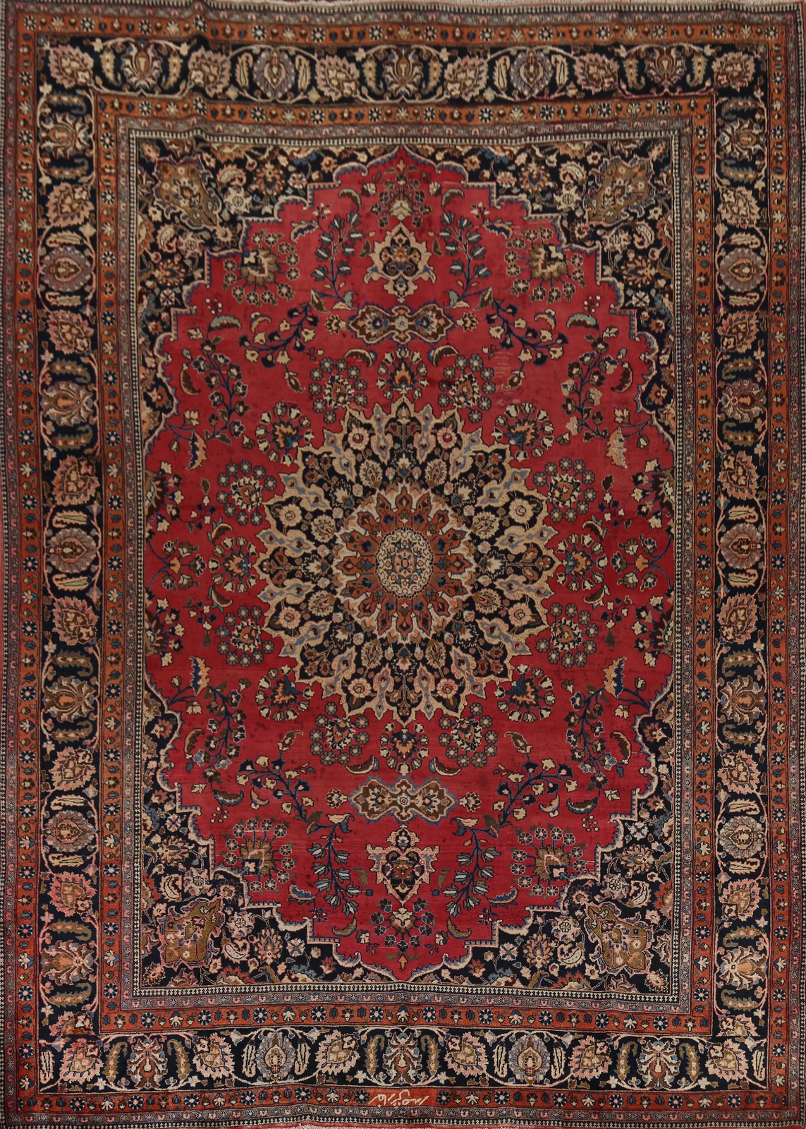 Red & Pink Area Rug 10×13 Hand-knotted Wool Traditional Floral for Living Room