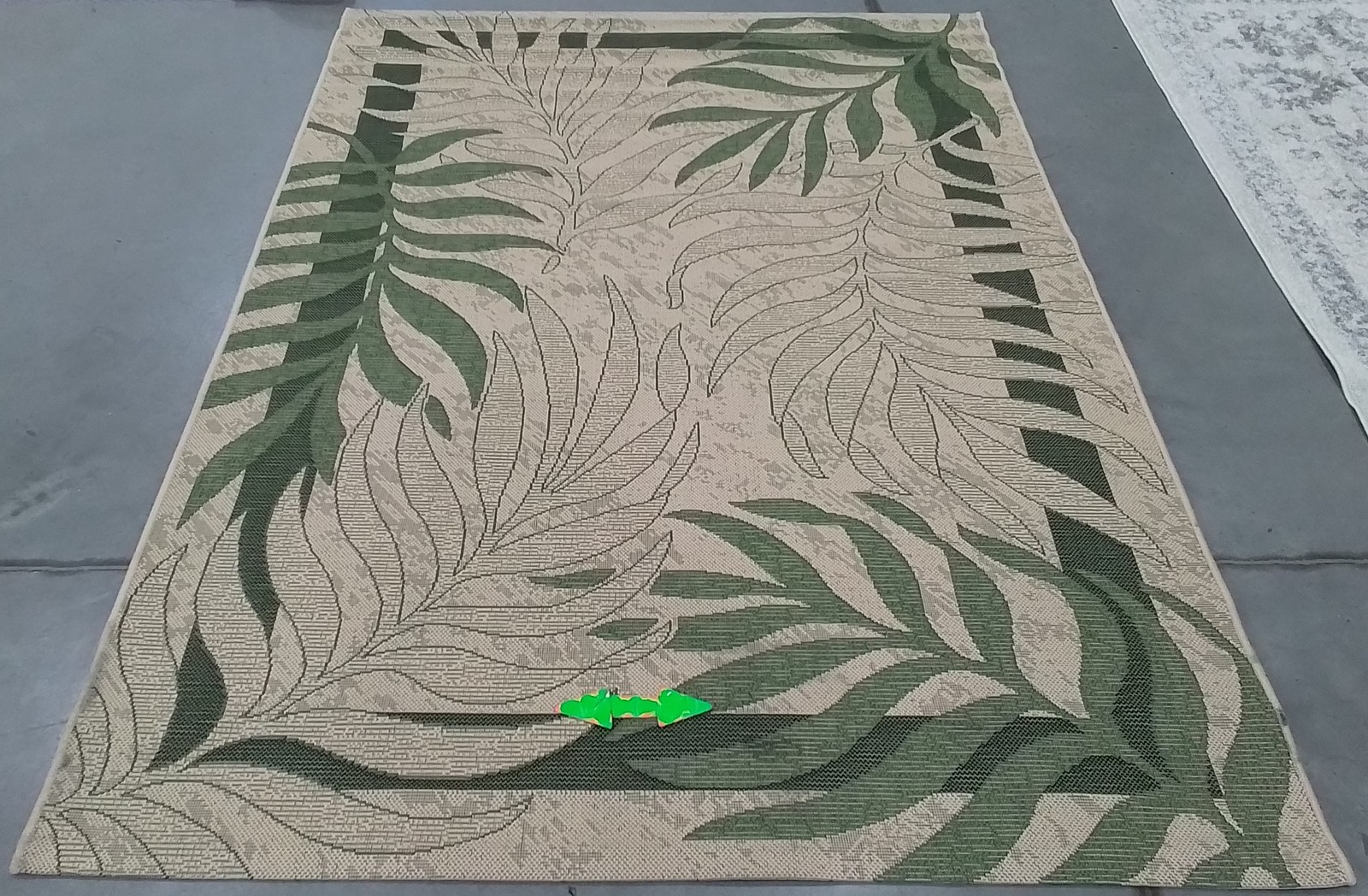 CREAM / GREEN 5′-3″ x 7′-7″ Stained Rug, Reduced Price 1172800893 CY7836-14A5-5