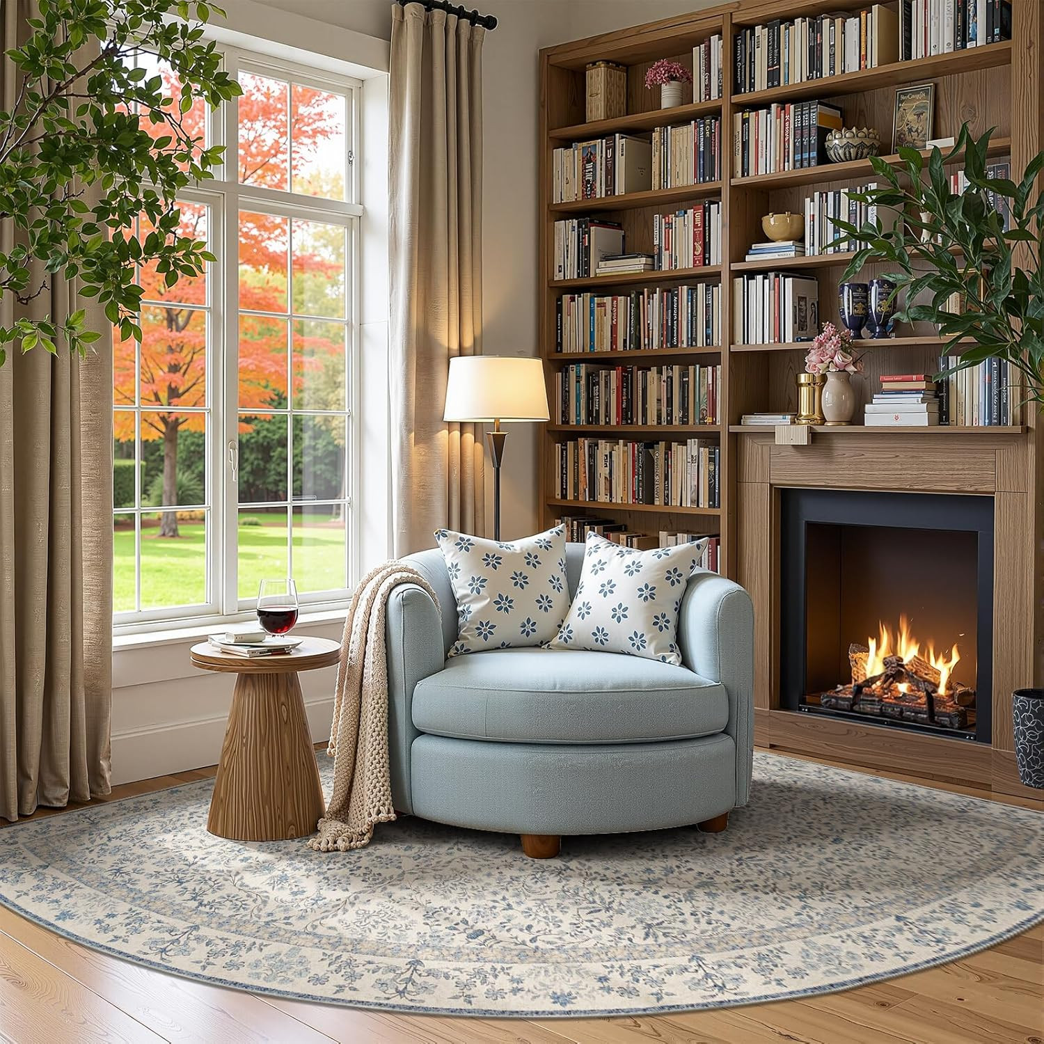 Zenith 7×7 Floral Corner Rug – Soft, Non-Slip, Washable for Any Room