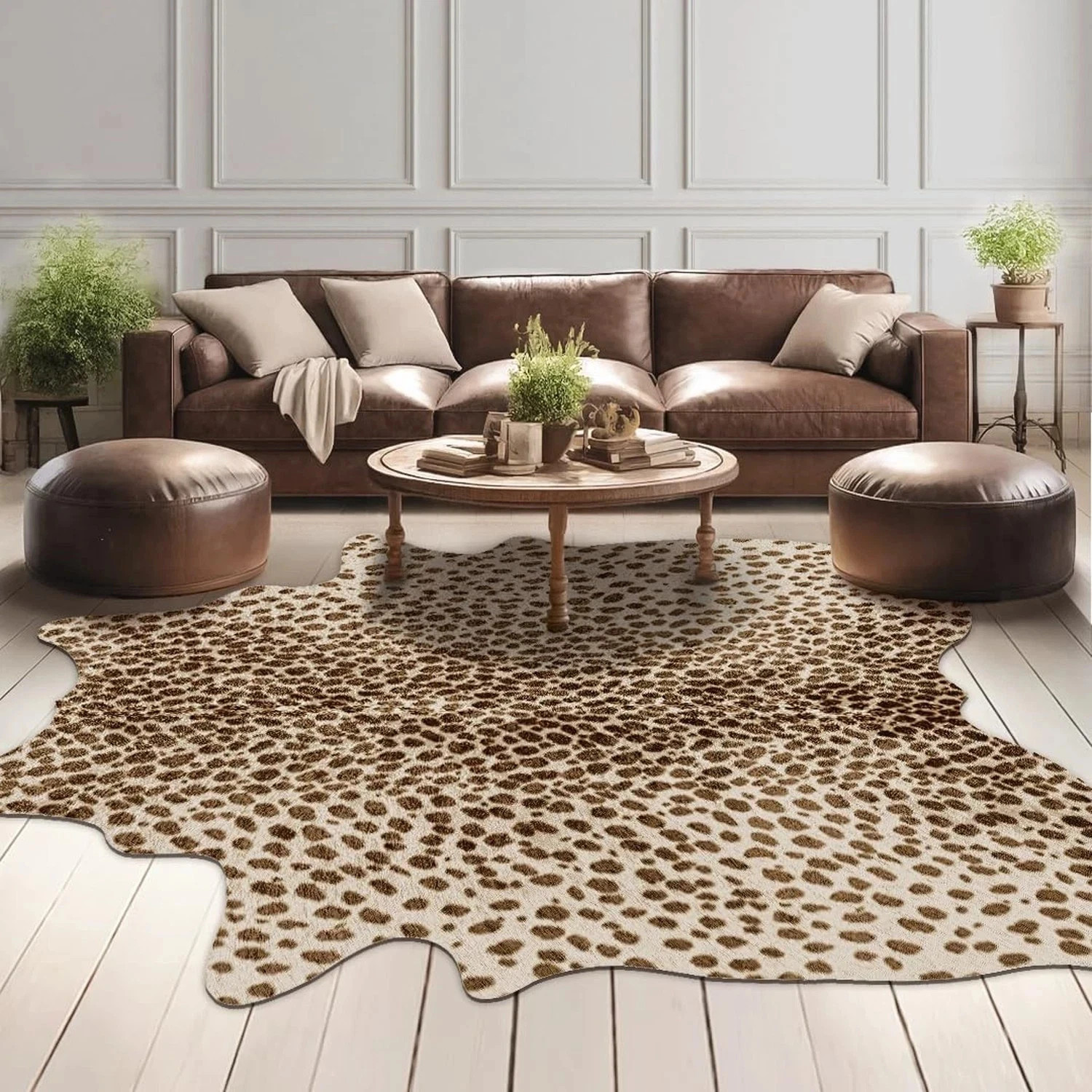 Leopard Rug Cheetah Print Rug: 4.6 x 5.2 Feet Animal Area Carpet Western Deco…