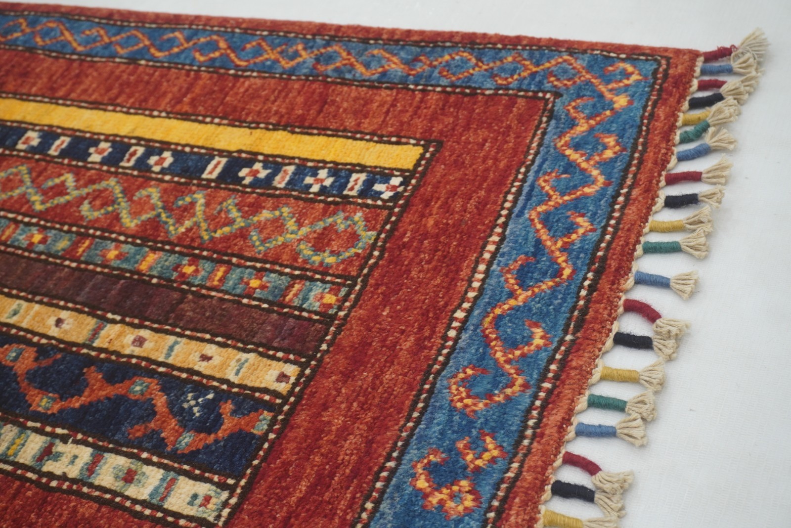 3×4 ft Red Striped Hand Knotted Wool Tribal Area Rug