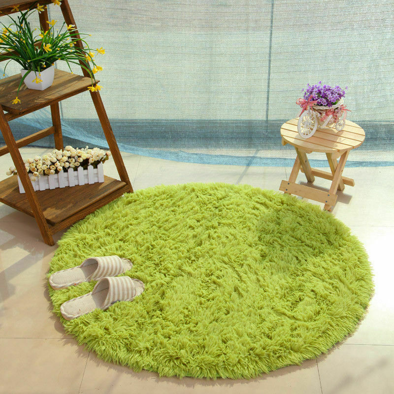 Fluffy Rugs Anti-Skid Soft Shaggy Area Rug Dining Room Bedroom Carpet Floor Mat