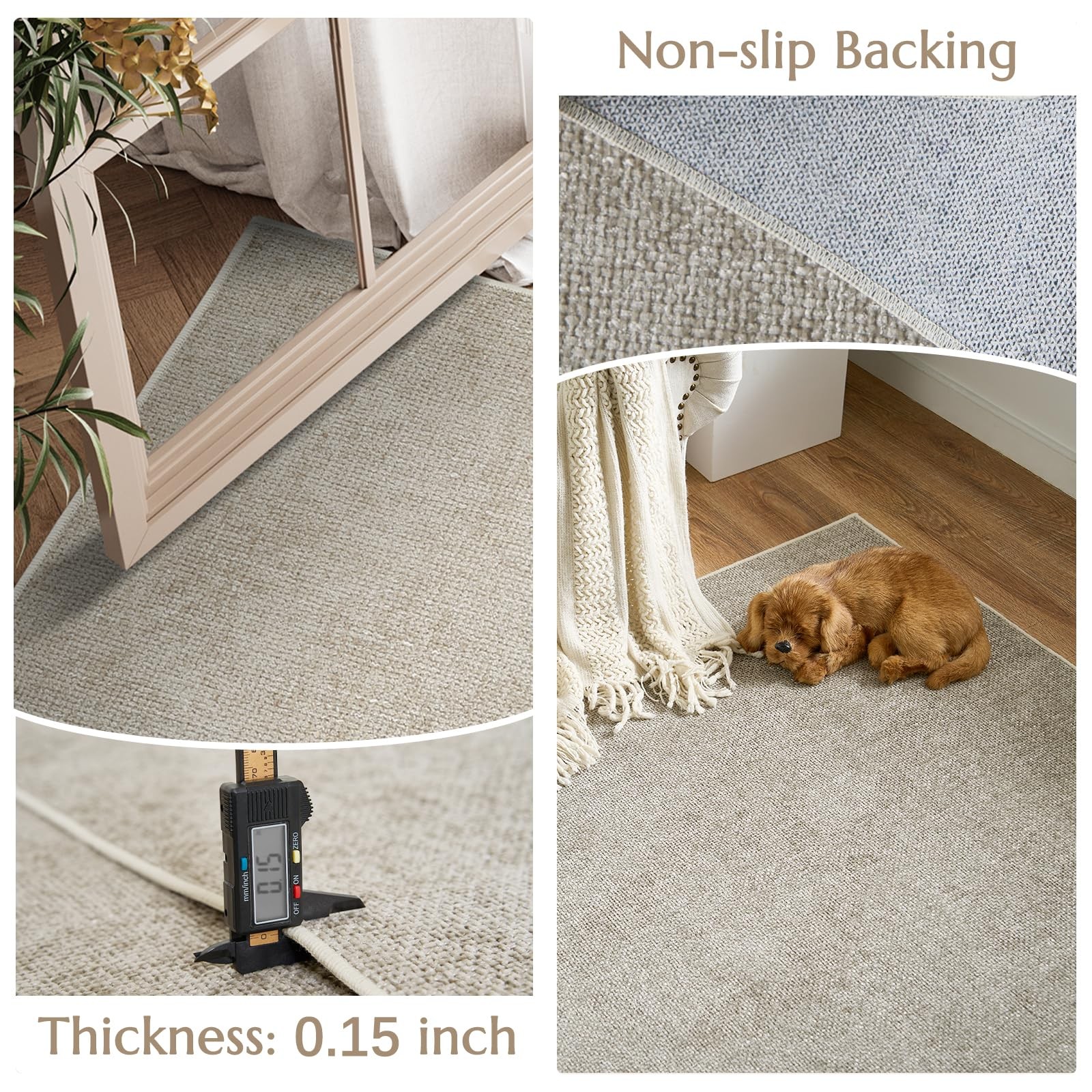 jinchan Modern Area Rug 2×3 Washable Rug Indoor Thin Entryway Doormat Grid Ac…