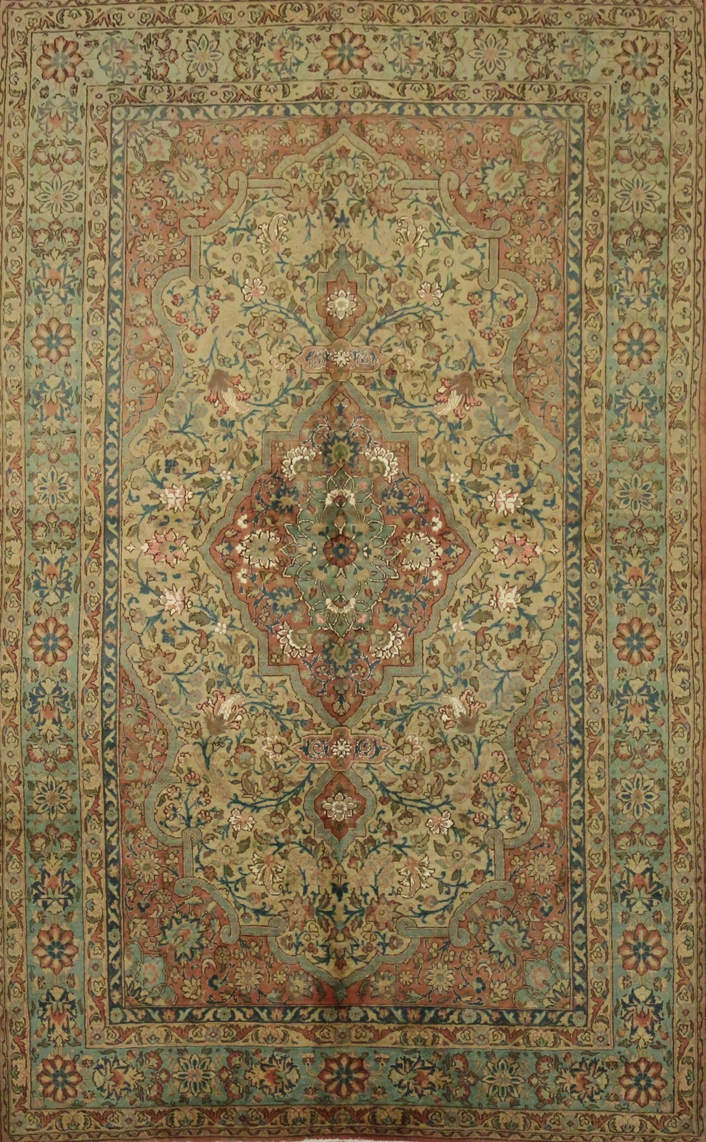 Wool & Silk Hand-Knotted Medallion Rug 5×9 Elegant Floral Traditional Carpet