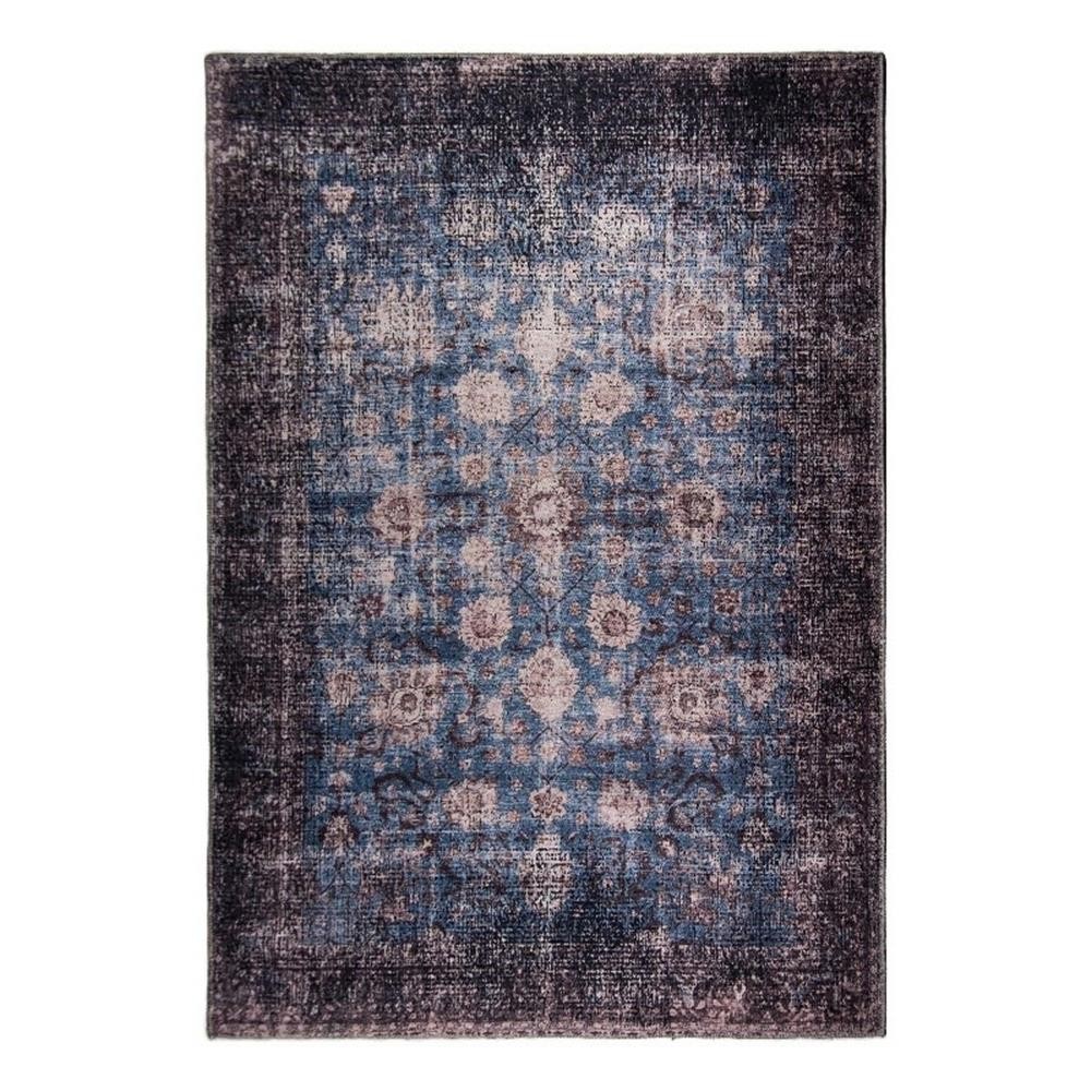 L’Baiet Amelie Blue Distressed Washable 8 ft. x 10 ft. Fabric Area Rug
