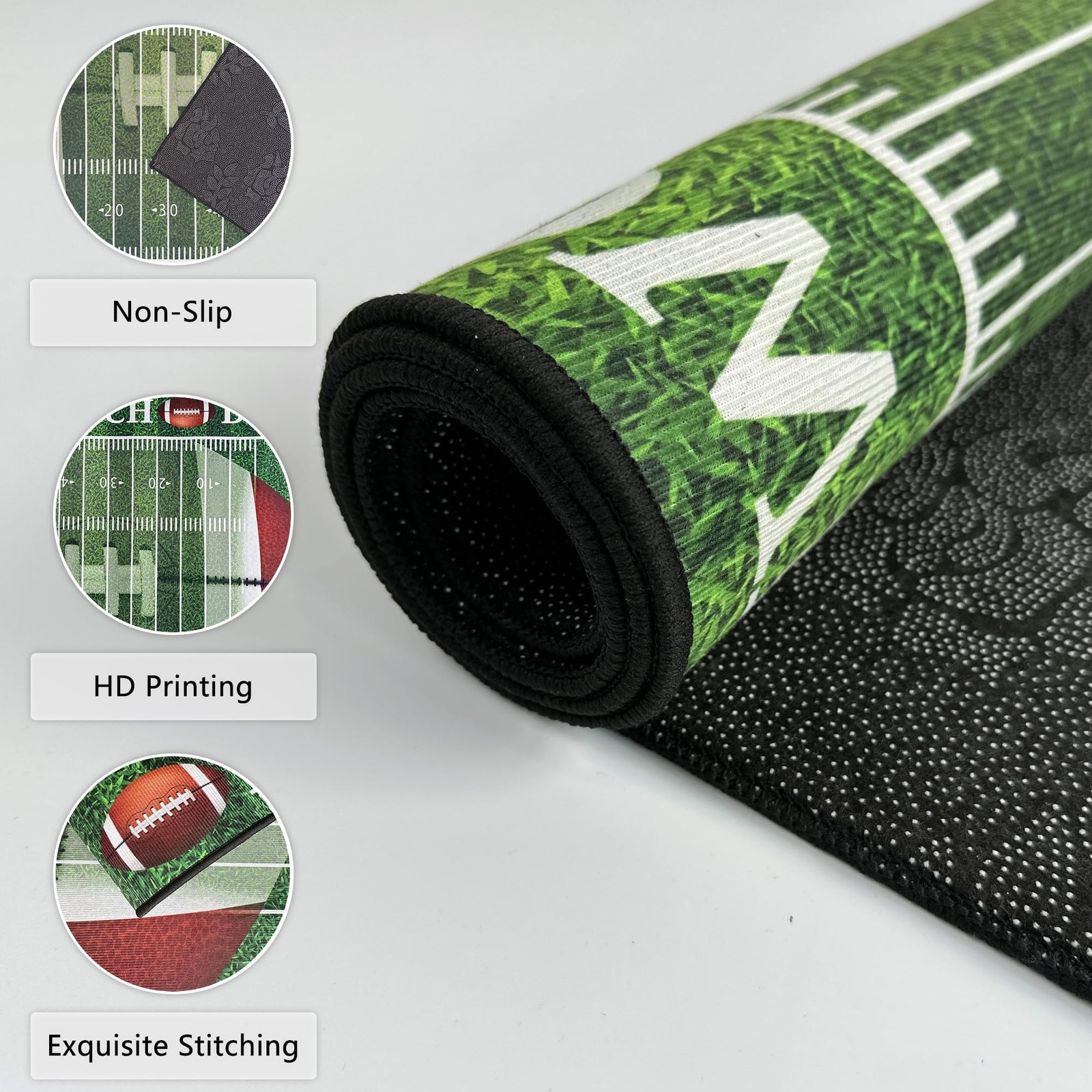 Football Field Area Rug 5’X7′ Non-Slip Sports Decor for Bedroom & Living Room