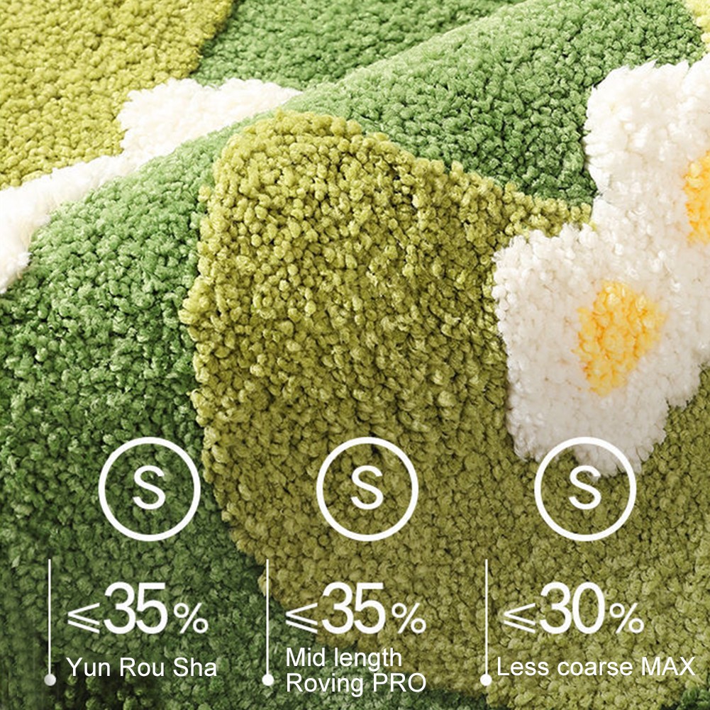 Moss Rug Fluffy Moss Green Carpet Flocked Green Plush Bedroom Rug (160x90cm)