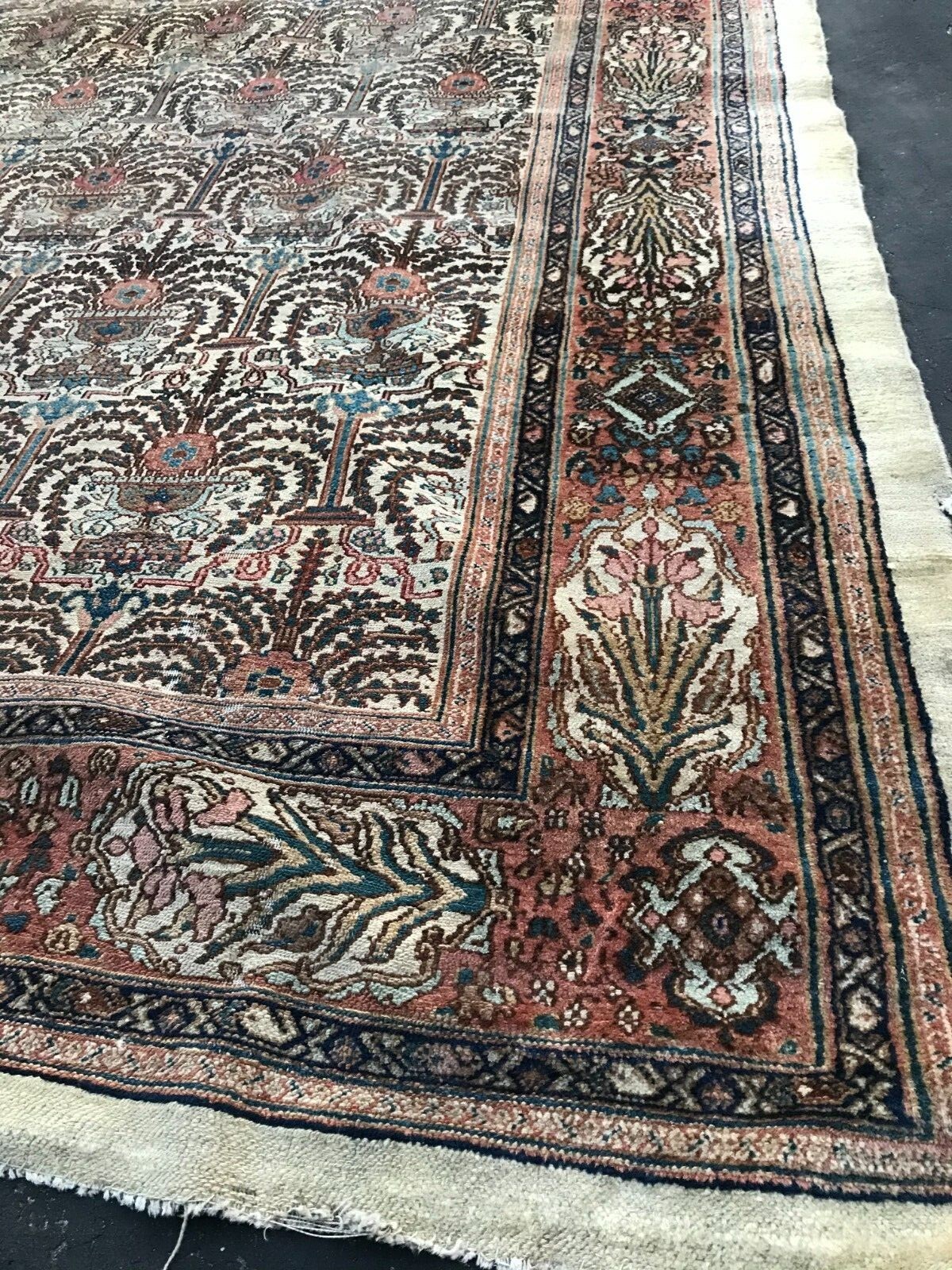 100+ year old Oriental Sarouk Vegetable Dye hand-knotted wool 9×11 ft Area Rug