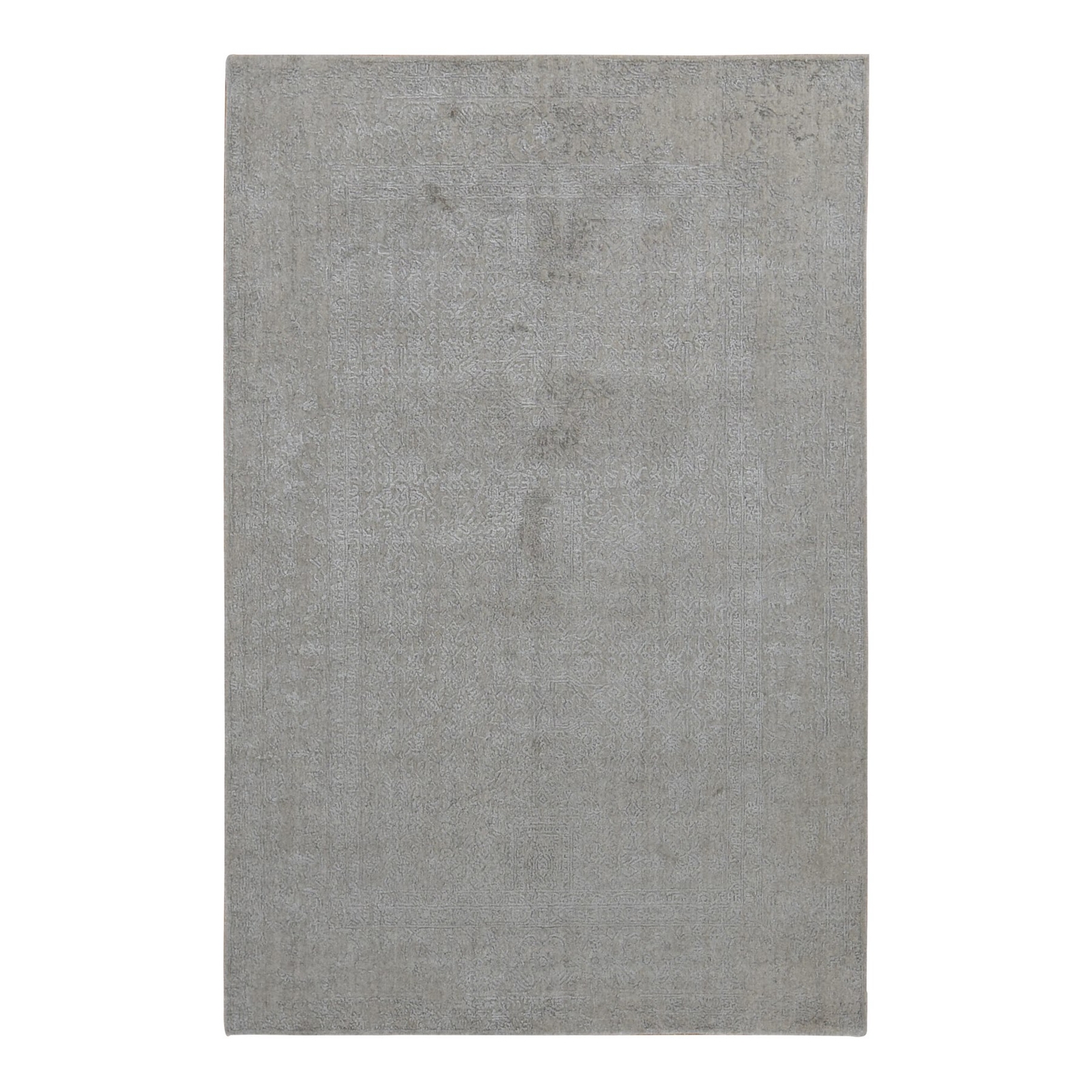 5’9″ x 9′ Taupe Fine Jacquard Hand Loomed Modern Wool and Art Silk Rug R80977