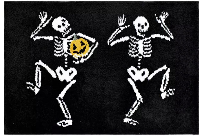 Halloween Celebrate Together Black Skeletons w/Pumpkin Bathroom Bath Rug 20×30