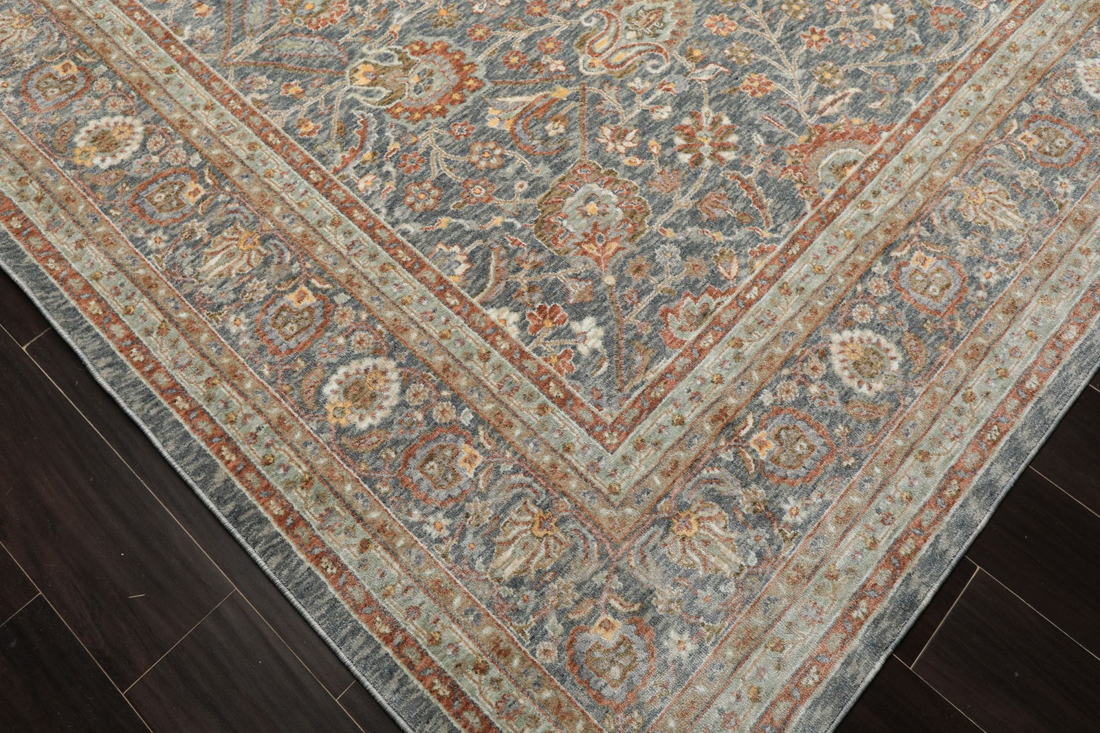 Multi Sizes Slate Traditional Dense Pile Silky Sheen Rug