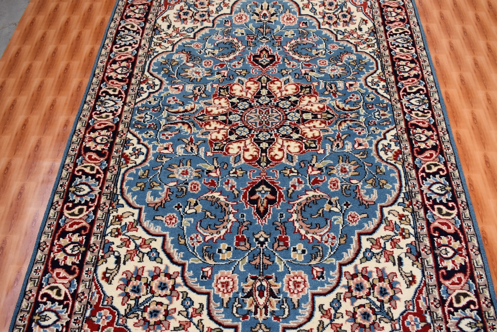 Sky Blue Bedroom Wool 4×6 ft Rug Handmade Area Rug Hand Knotted Carpet