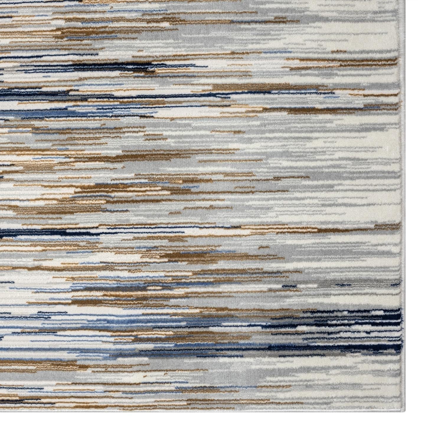 Geometric Stripe Art Deco Blue 2×7 Area Rug