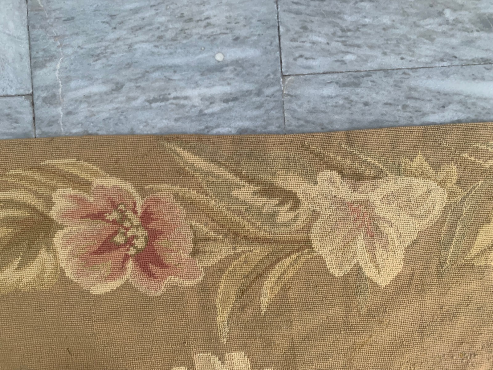 Vintage French Aubusson Needlepoint Chain stitch Bed Room Rug 4×6 ft Free Ship