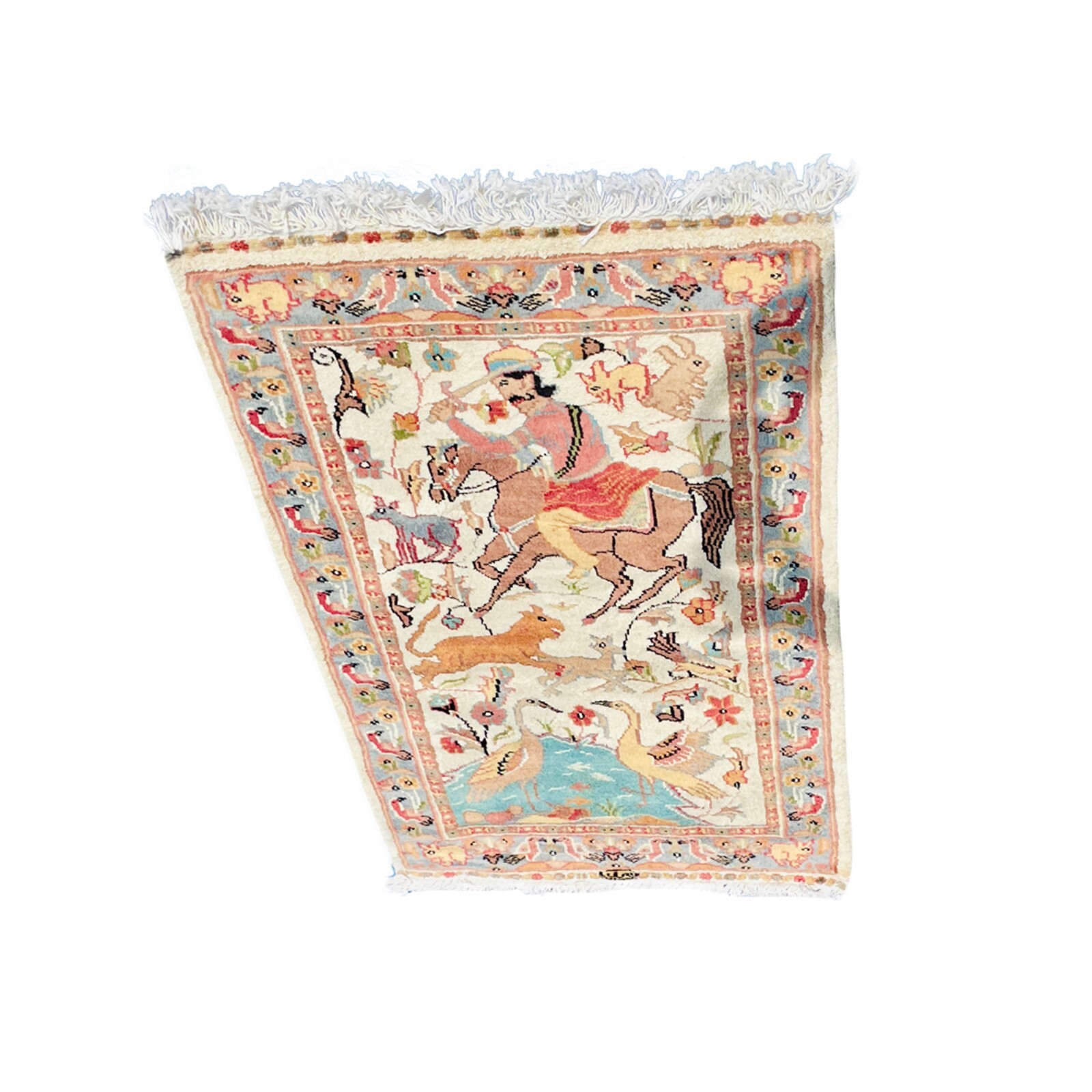 Area Rug Hunting Tree of Life Wool Silk Hand Knotted Indoor Carpet (3.4 x 2.1)’