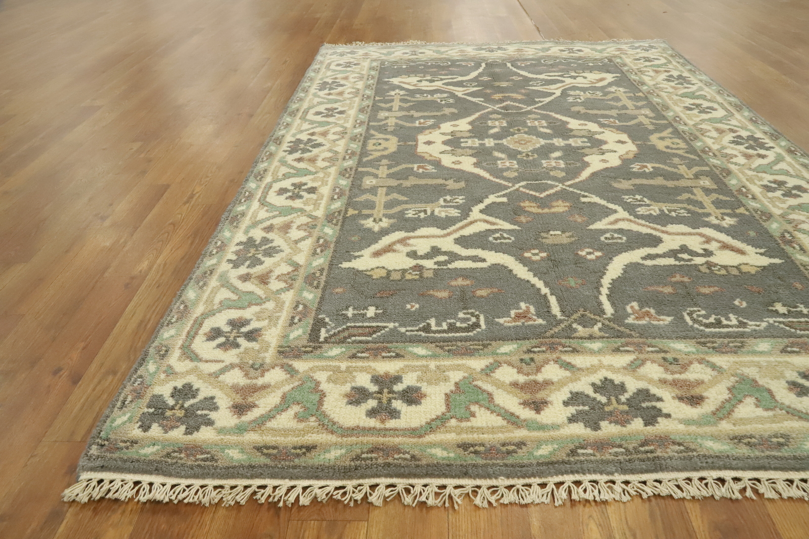 Exquisite Oushak Indian Wool Rug Handmade Bedroom 4×6 ft Gray Carpet