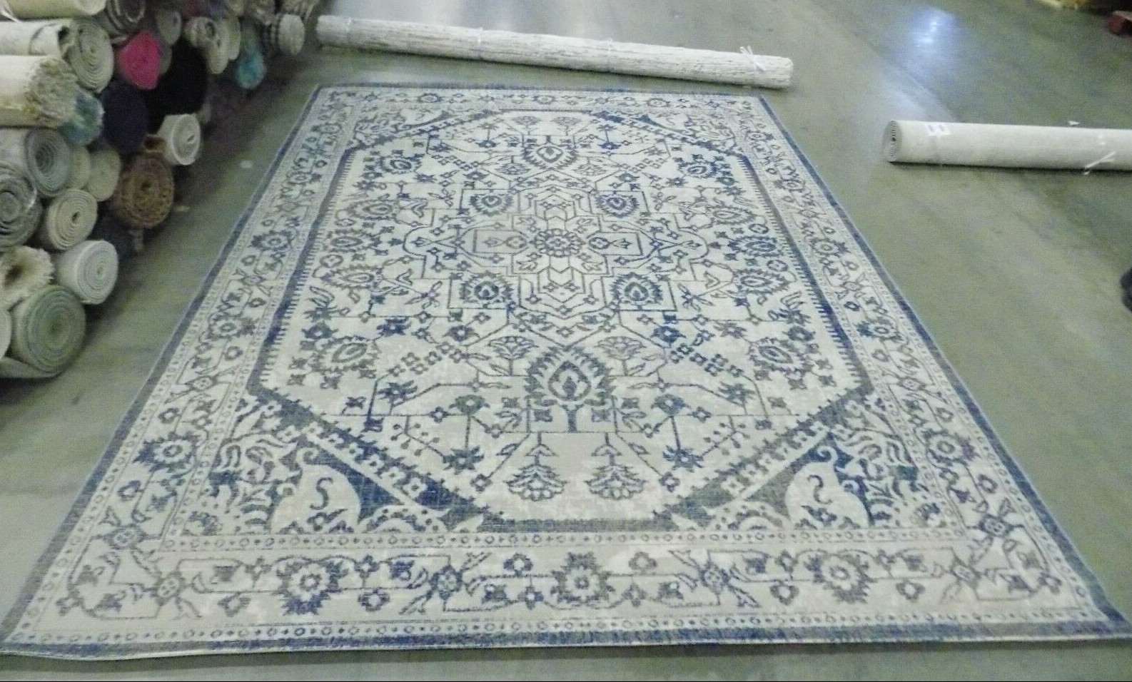 LIGHT GREY / BLUE 8′ X 10′ Flaw in Rug, Reduced Price 1172592432 PTN318C-8