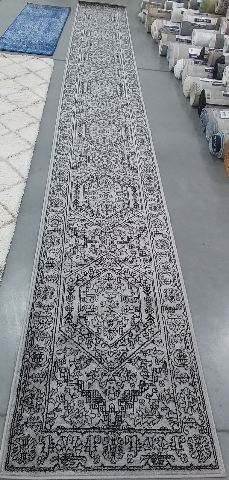 SLVR / BLACK 2′-6″ x 22′-0″ Back Stain Rug, Reduced Price 1172765642 ADR108A-222