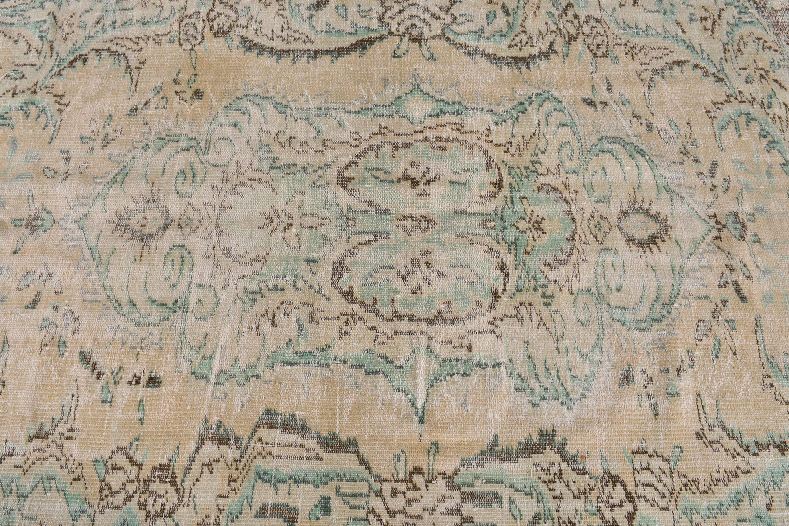 Turkish Vintage Large Rug 5,2×9 ft, Blue Brown Camouflage Wool Rug
