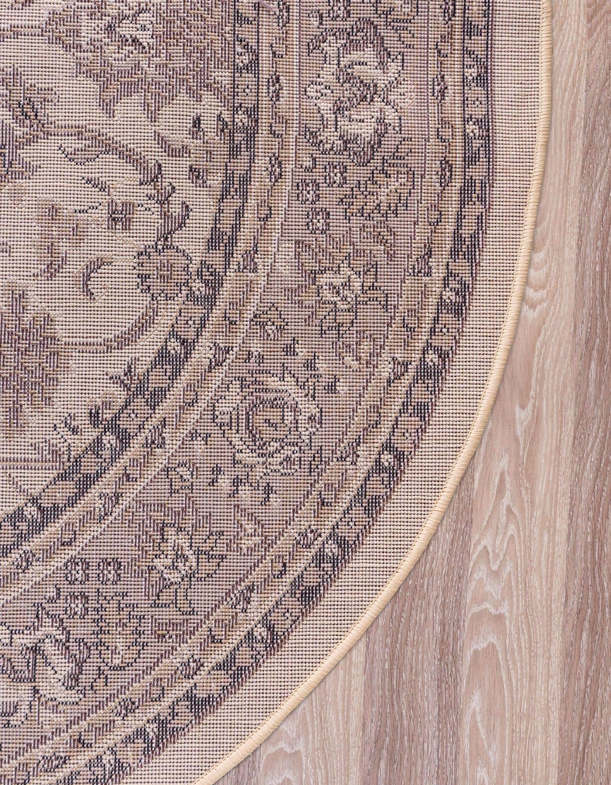 Sialk Hill Collection Area Rug Washington (3 3 Round Ivory/Black)