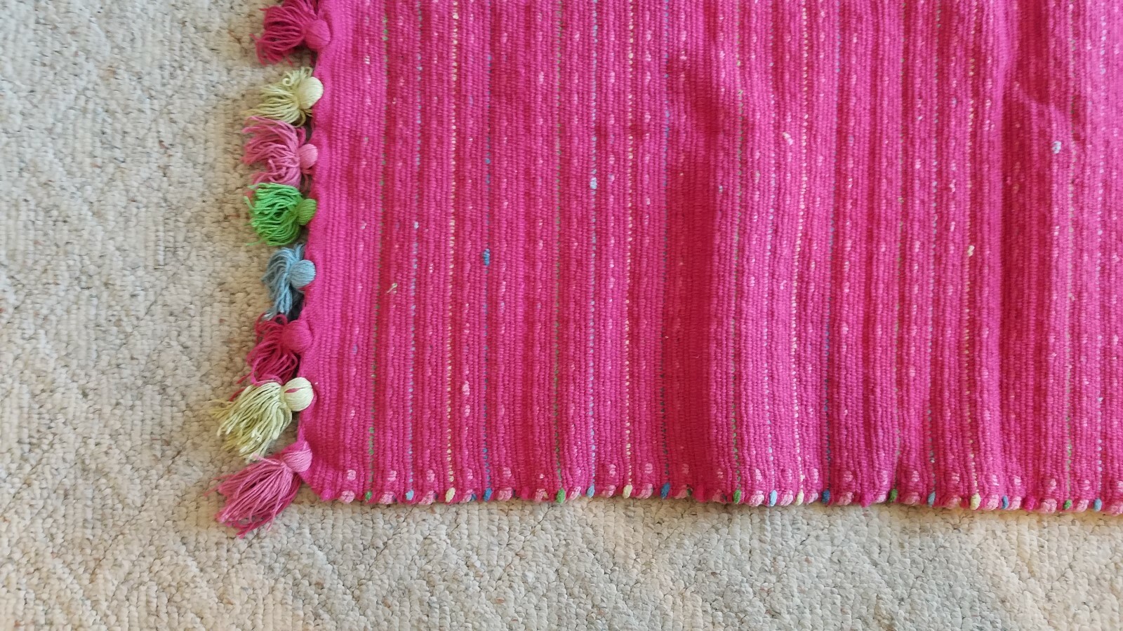 RUGWEAR Throw Rug Cotton Fruit Punch 27″ x 45″ Colorful Handcrafted AM TEXTILES
