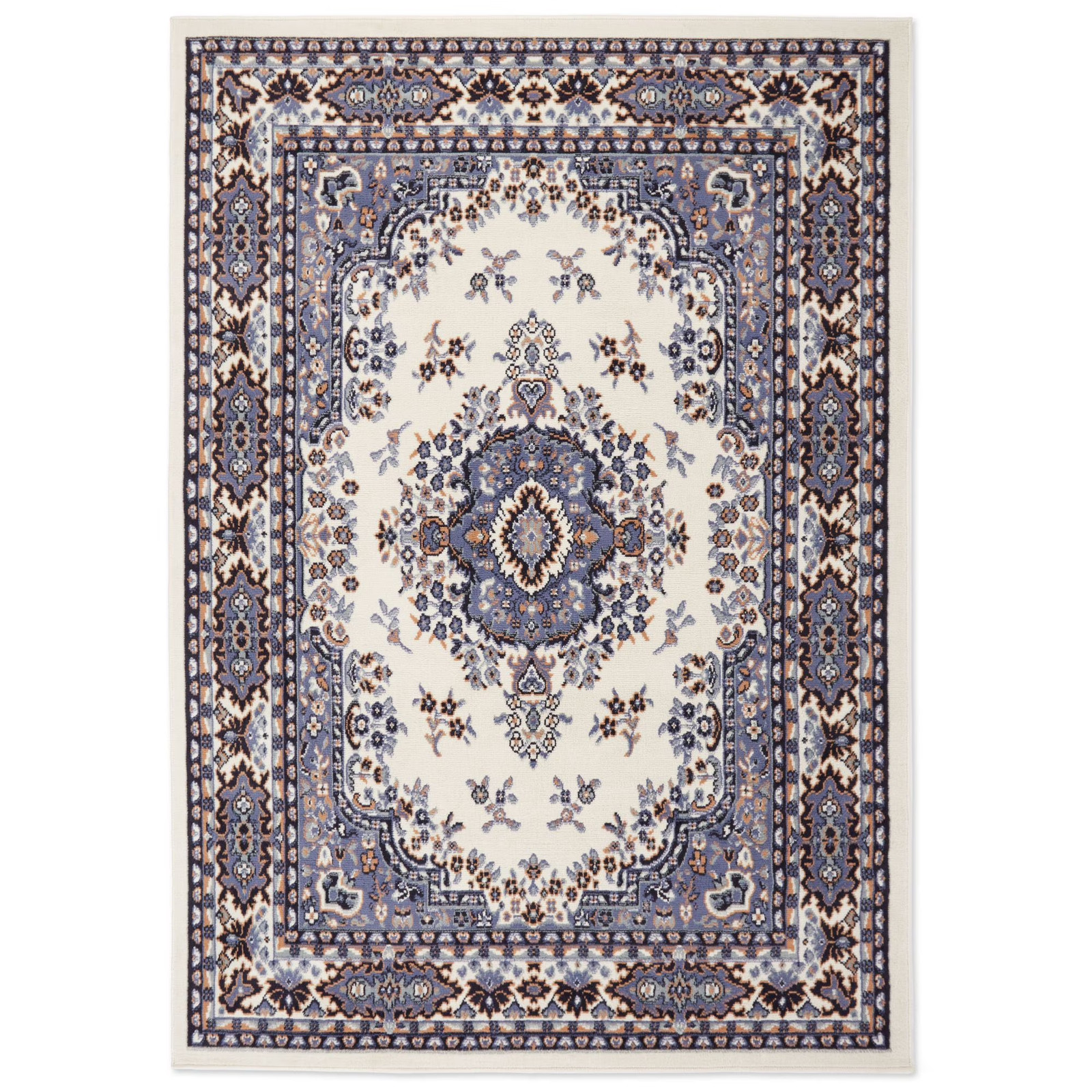 Home Dynamix Premium Sakarya Traditional Medallion Area Rug, Ivory/Blue, 7’8″x10