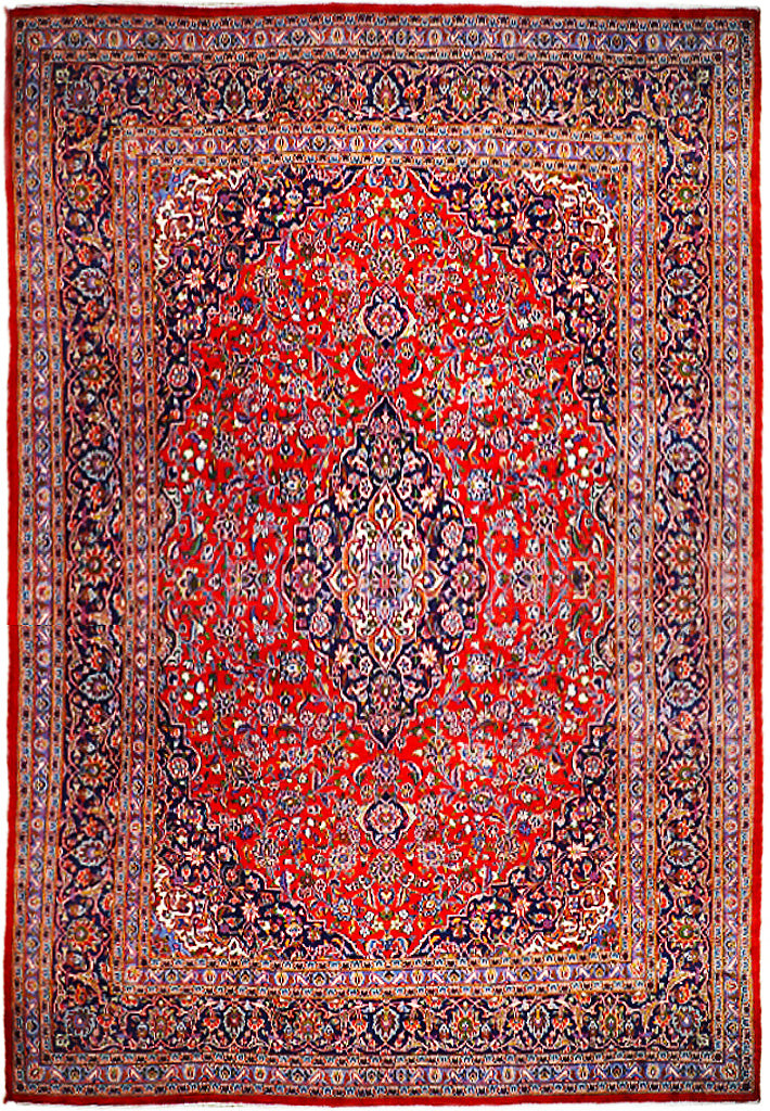 10×13 Red Handmade Semi Antique Perrsian Kashaan Style Rug 74831