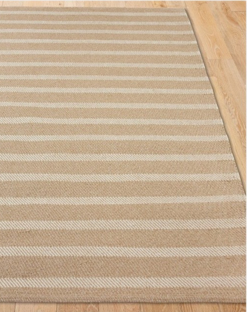 Pottery Barn Bennett Stripe Indoor Outdoor Handwoven Rug 5′ x 8′ Neutral NEW