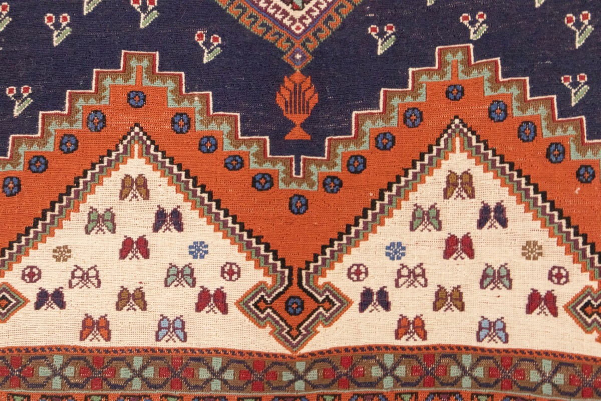 Flat-Weave Kilim Wool Area Rug 4X7 ft Tribal Pictorial Boho Oriental Carpet