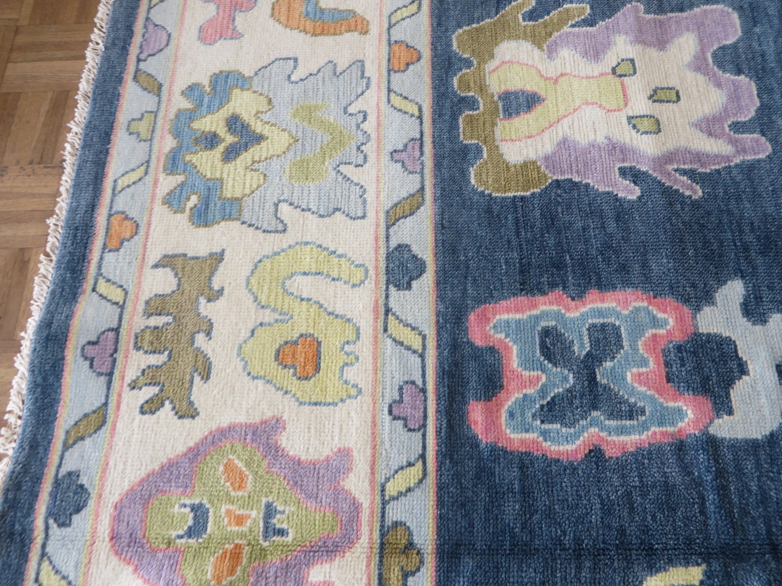 10’1 x 13’11 Hand Knotted Denim Blue Colorful Oushak Oriental Rug G16784