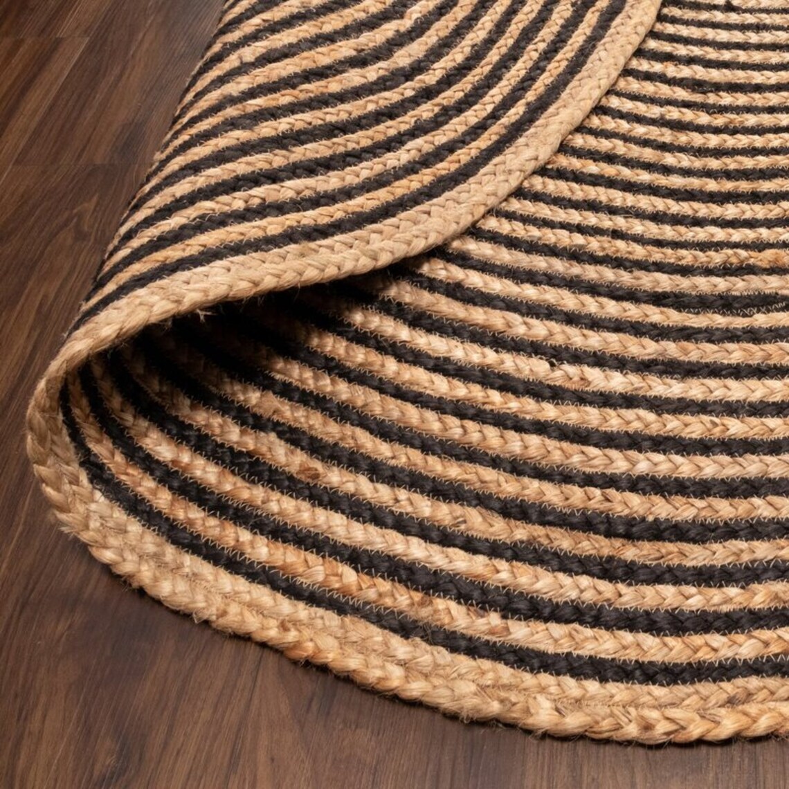 Black Natural Indian Hand Woven Round Rug Round Yoga Mat Bohemian Round Rug Roun