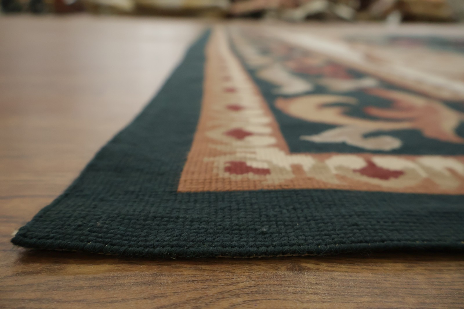 Green Room Size Area Rug 8×10 Needle-Point Aubusson Tapestry Chinese Wool Carpet