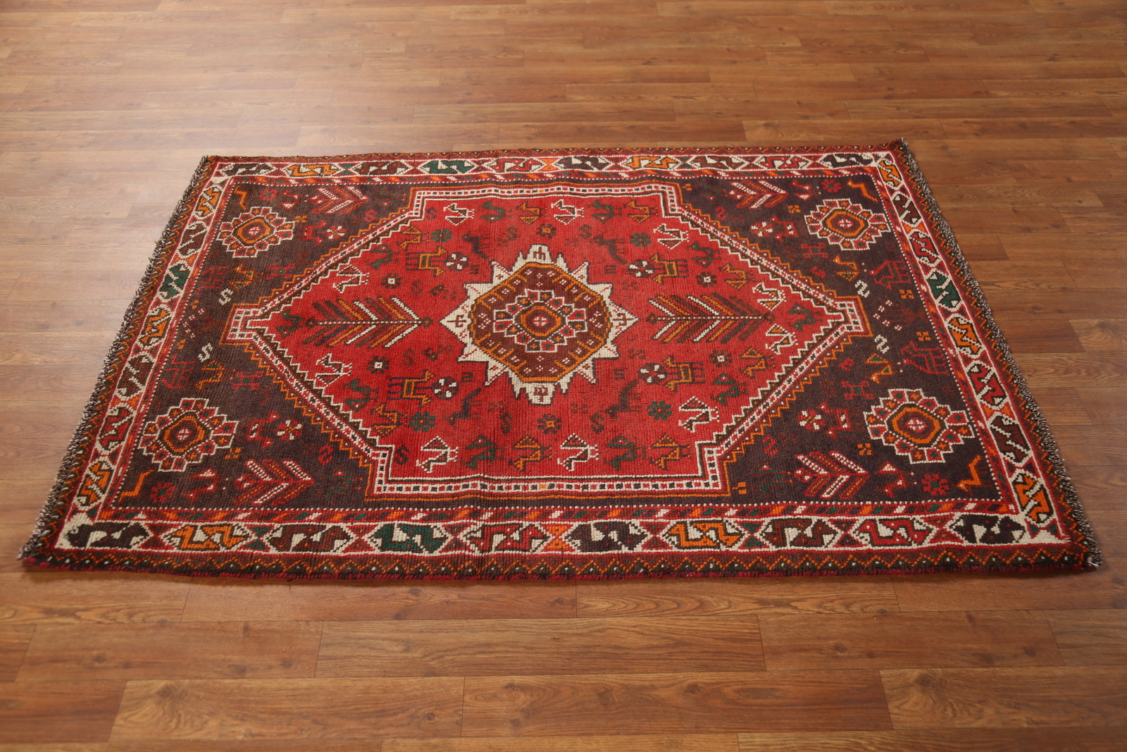 Tribal Hand-knotted Wool Geometric Vintage Rug 4×5 Traditional Nomad Carpet