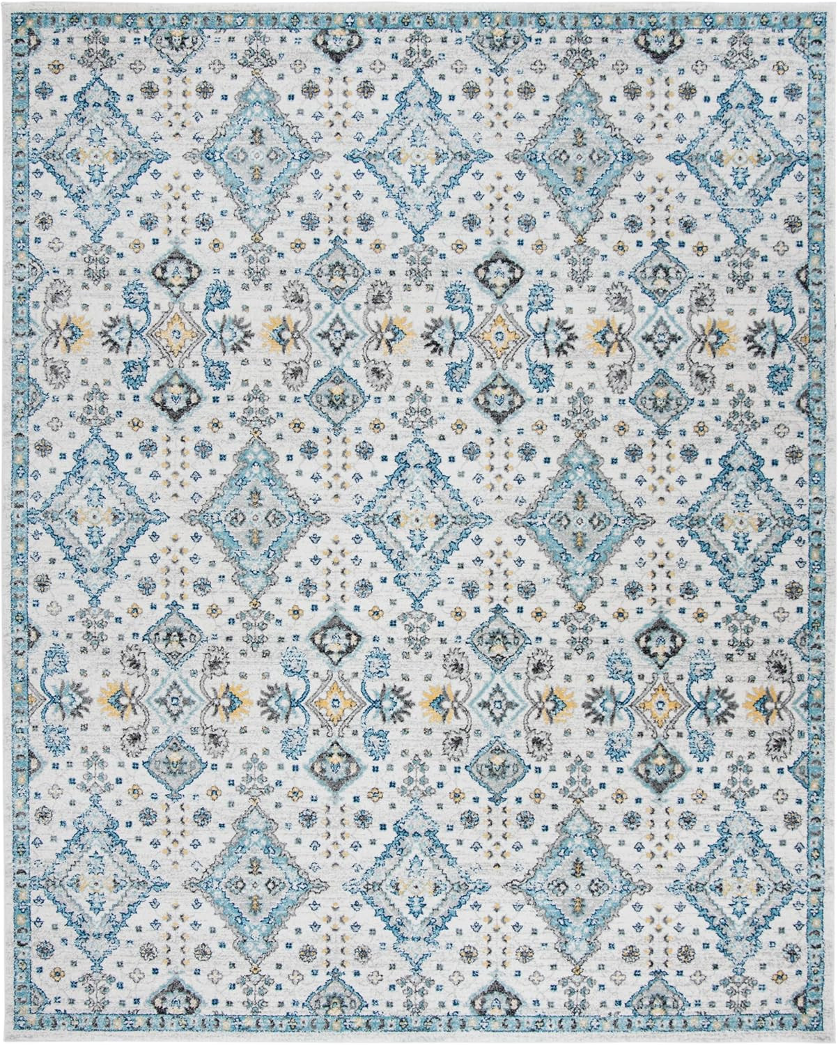 Evoke 8′ x 10′ Ivory/Light Blue Boho Oriental Non-Shedding Area Rug