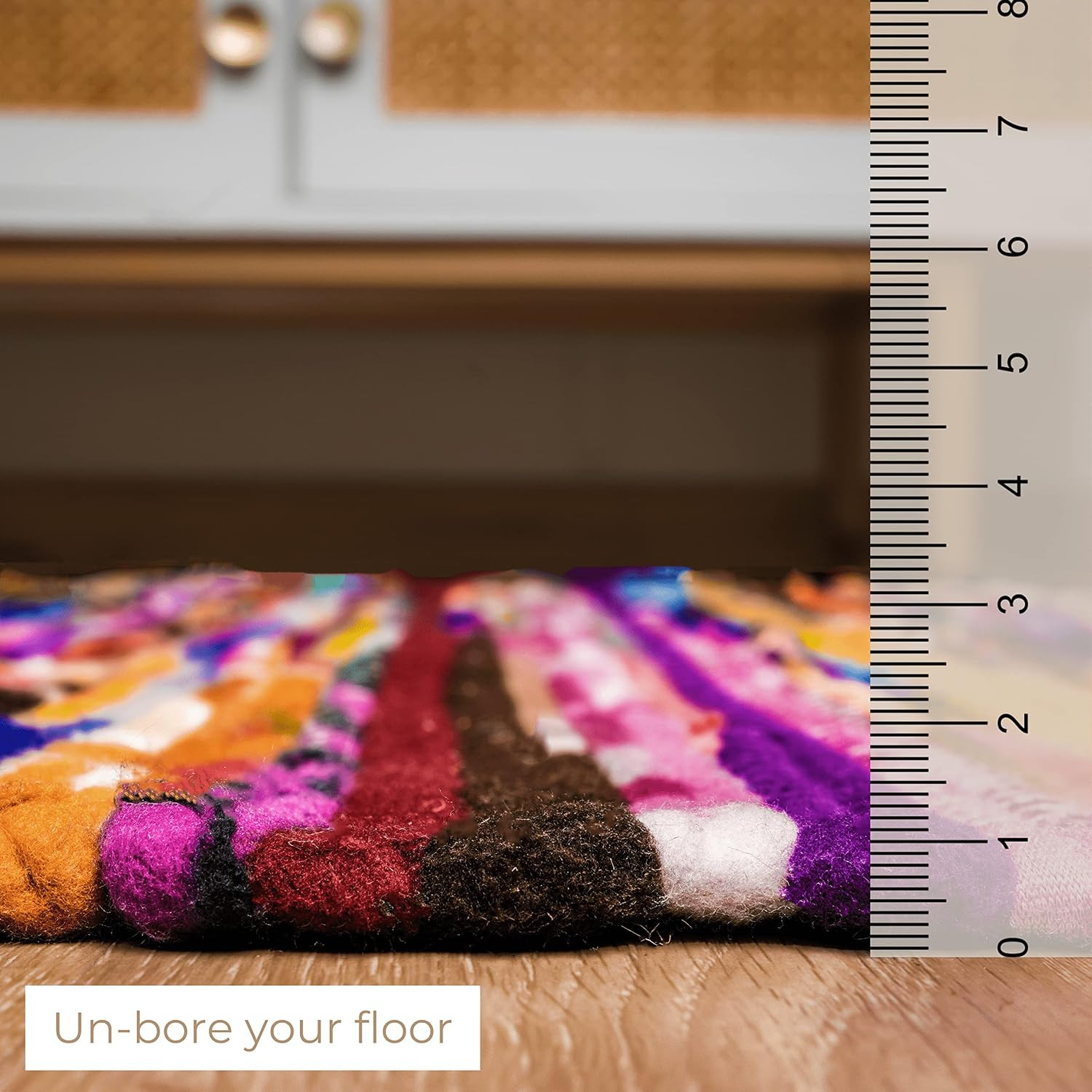 Boho Chindi Rag Rug 20X32 Inches – Handwoven Recycled Braided Rug Multicolor wit