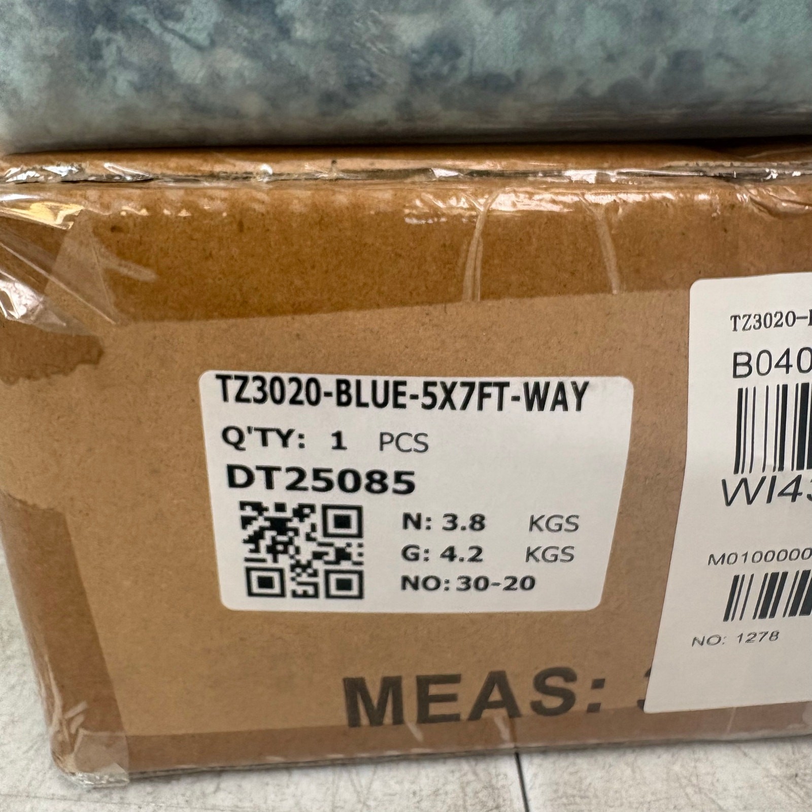 Low Pile Area Rug, 5x7ft, Abstract Teal Blue Gray Machine Washable, Non Slip