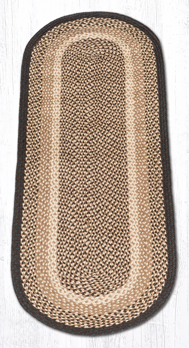 Earth Rugs C-17 Chocolate Natural Oval Braided Rug 2 Feet X 6 Feet